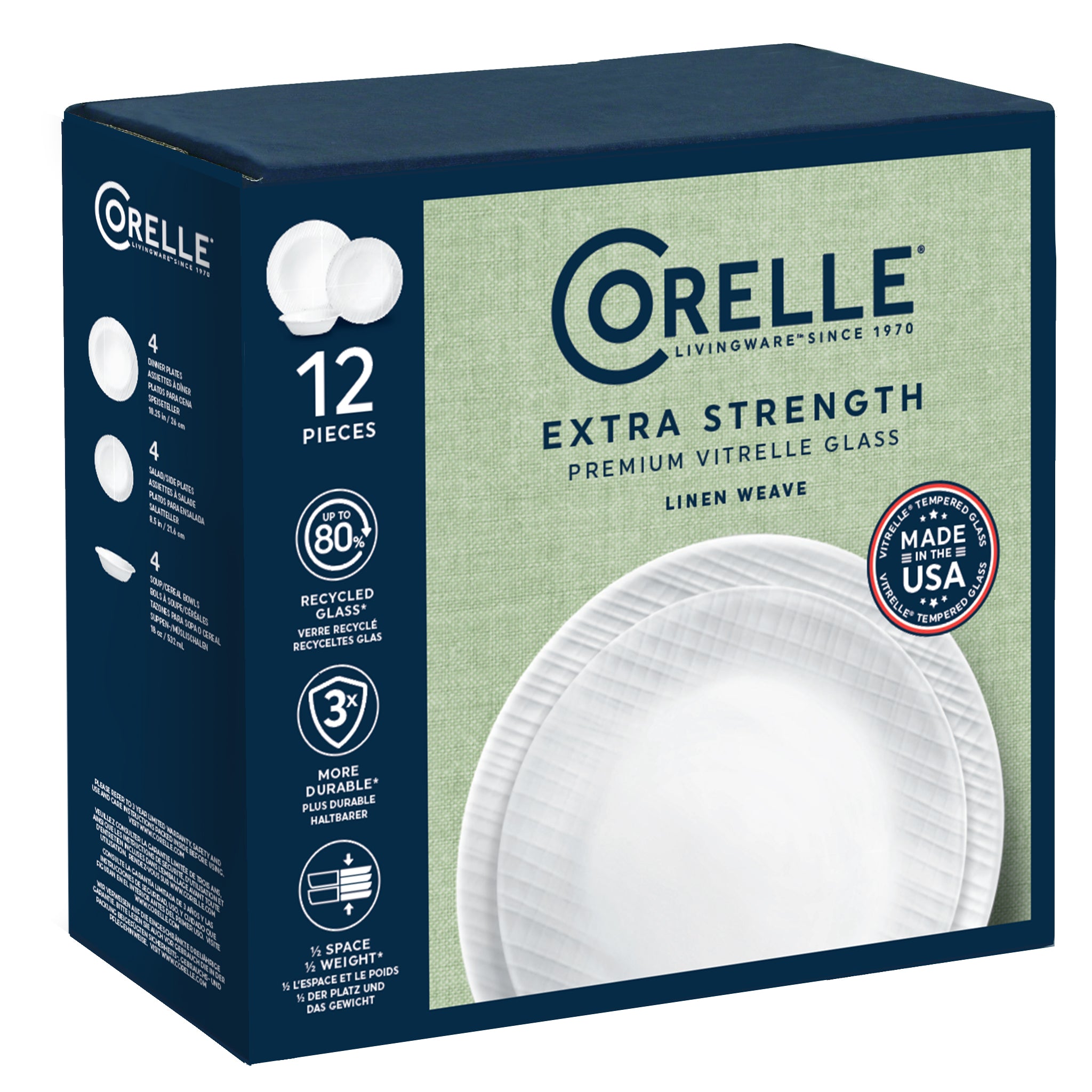 Corelle® Linen Weave 12 Piece Dinner Set