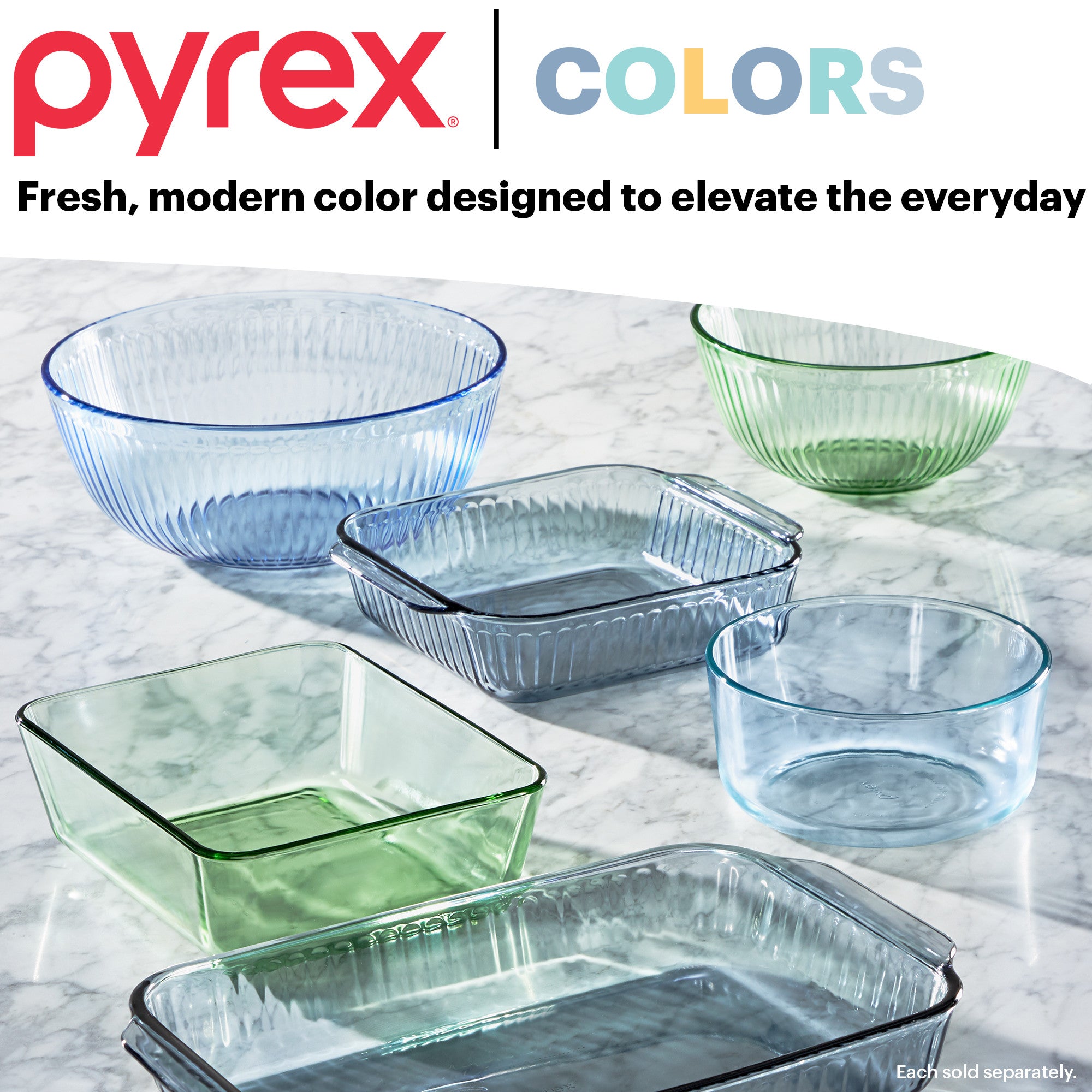 Pyrex® Color Sculptured Bowl 4 Piece Set (Green/Blue)